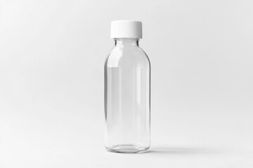 Clear glass bottle with white cap