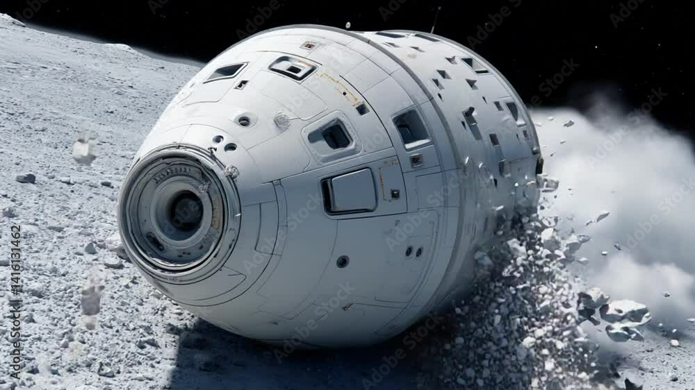 Poster ice shards impact probe on lunar surface during exploration mission generative ai