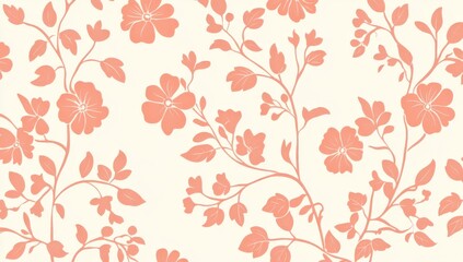 Obraz premium Peach floral pattern on cream background.
