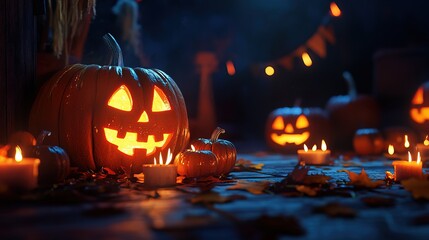 Fototapeta premium halloween pumpkin in the night