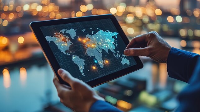 Looking at a map on an iPad
