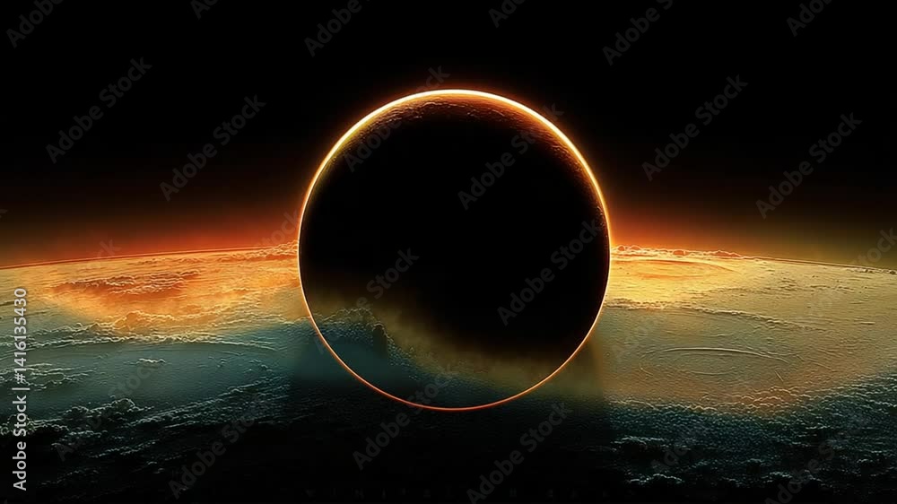 Poster captivating solar eclipse view from a distant planet's atmosphere generative ai
