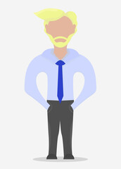 Standing Businessman with Hands in Pockets Illustration