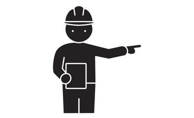 工事現場で指示を出す作業員のアイコンイラスト
