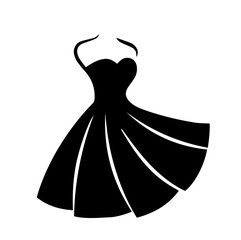 Silhouette of Elegant Cocktail Dress with Flowing Skirt. Fashion Design, Glamour, Evening Wear, Femininity, Style Concept for Apparel, Event, Boutique Promotion

