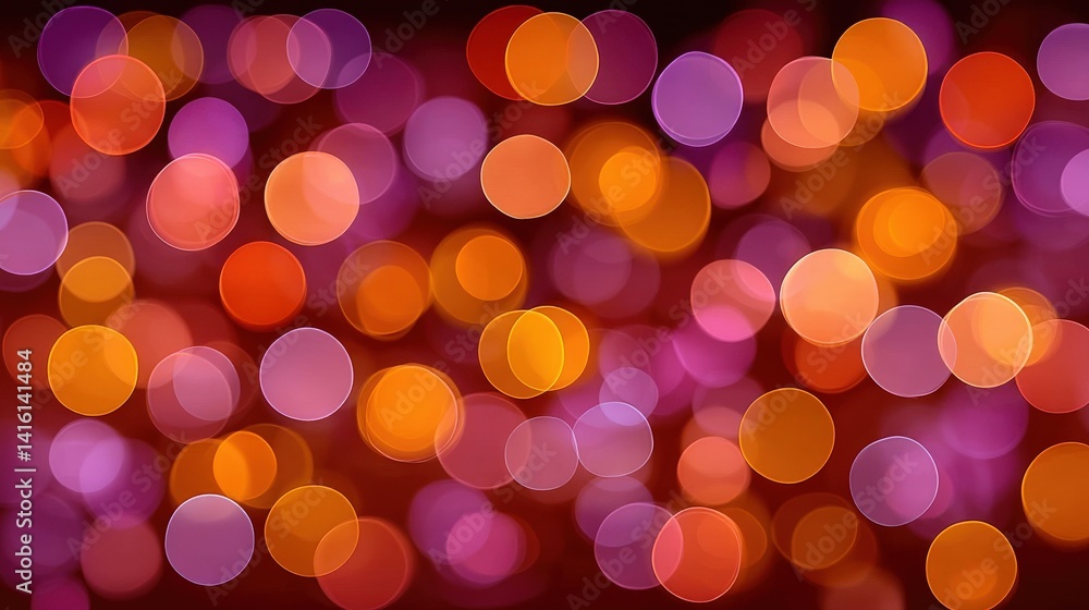 Aufkleber blurred glowing orange and pink circular bokeh shapes blending into one another with festive and dre