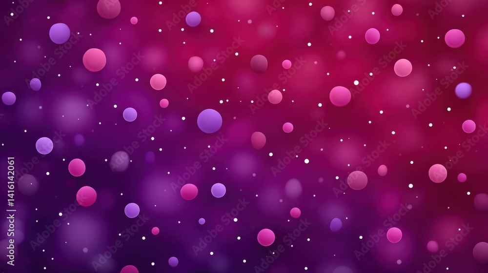 Poster dense purple glowing particles suspended in dark backdrop forming surreal space like abstract compos