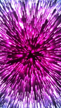 Vertical 4K motion graphic of glowing purple light streaks in deep space