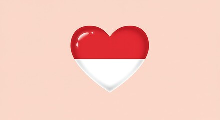 Showing Love Heart with Red and White Stripes on Soft Pink Background