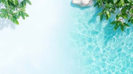 Fototapeta premium Relaxing poolside scene with tropical foliage