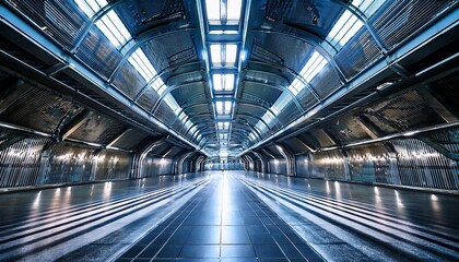 Illuminated Industrial Tunnel Interior perfect for professional portfolio pieces