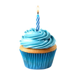 Delicious blue birthday cupcake 