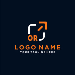 OR initials minimal modern technology logo design