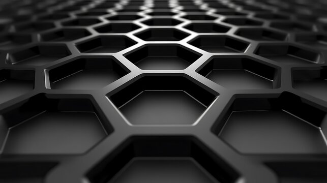 Abstract monochrome hexagon grid structure with repetitive pattern element
