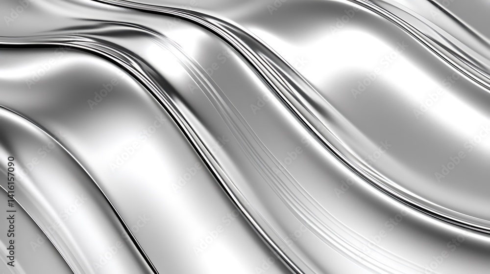 Poster abstract silvery waves create a futuristic and serene visual element