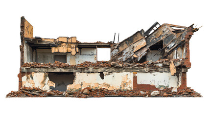 Fototapeta premium a building that has been demolished and is being demolished