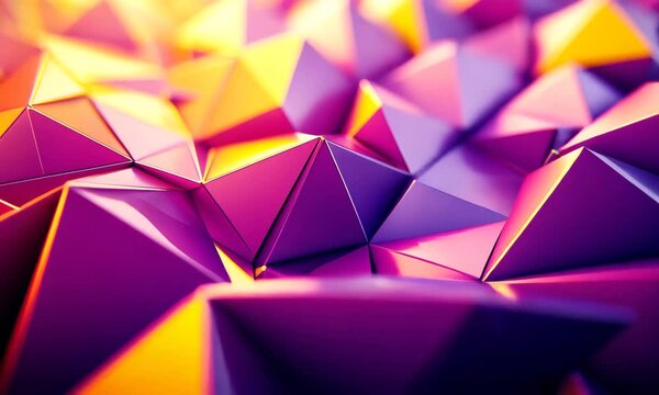 Vibrant Triangular Geometry With Colorful Purple And Yellow Shapes Forming Abstract Patterns