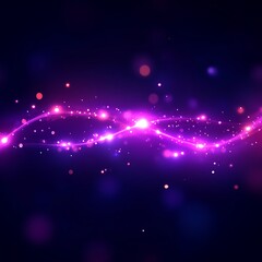 Obraz premium Glowing pink and purple energy wave with sparkling particles on dark background