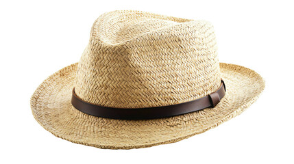 a straw hat with a leather band
