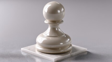 Isolated chess pawn on stark white square, captured in 8K ultra-resolution. Modern minimalist design with symbolic undertones.
