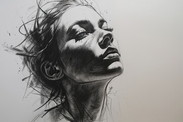 Fototapeta premium Captivating Depth in Unique Charcoal Artwork on Bright White Paper