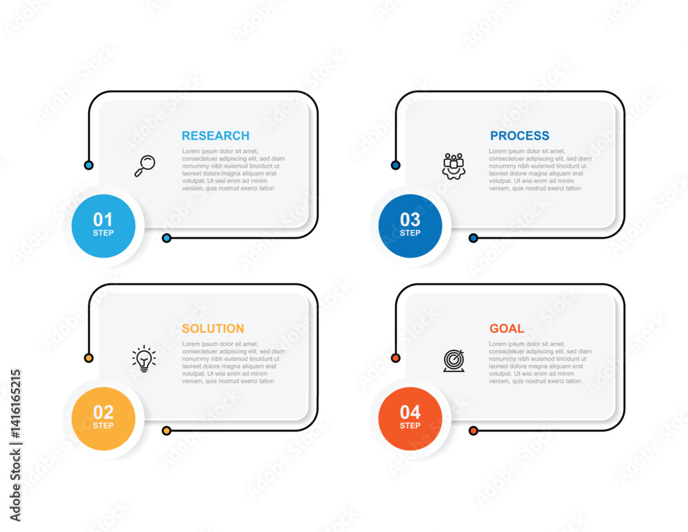 Poster 4 step  table infographic template vector element. 