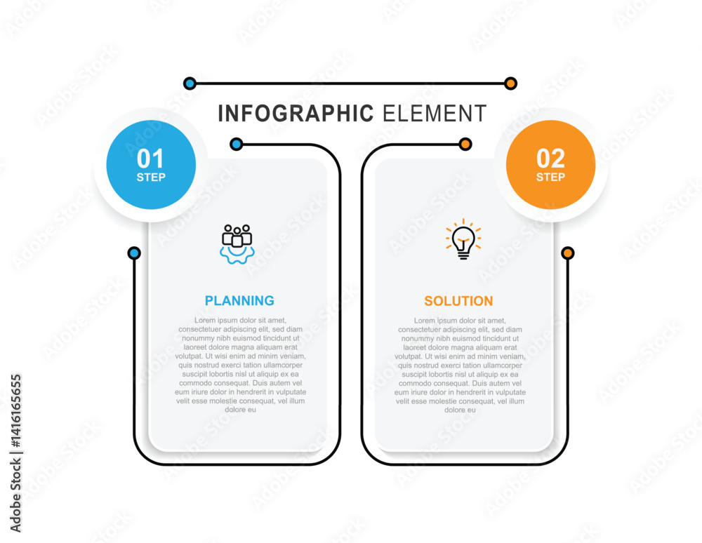 Poster 2 step column infographic template vector element. 