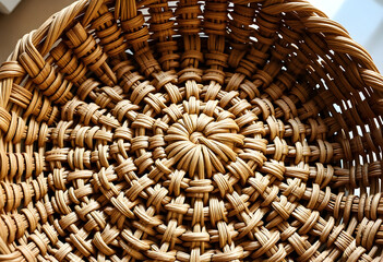 close up of a woven basket on a table