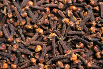 Cloves or cengkeh are aromatic dried flower buds of the Myrtaceae tree family. Cloves are a plant native to Indonesia. Dry spice cloves.