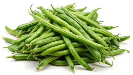Fototapeta premium a pile of green beans on white background