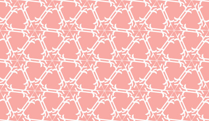 Fototapeta premium Beautiful bright illustration. New elegant background with curved line in triangular style. Vector seamless. Light pink color. Design for you business