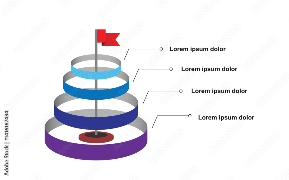 Poster 4 step infographic template element. 4 concept for success work.