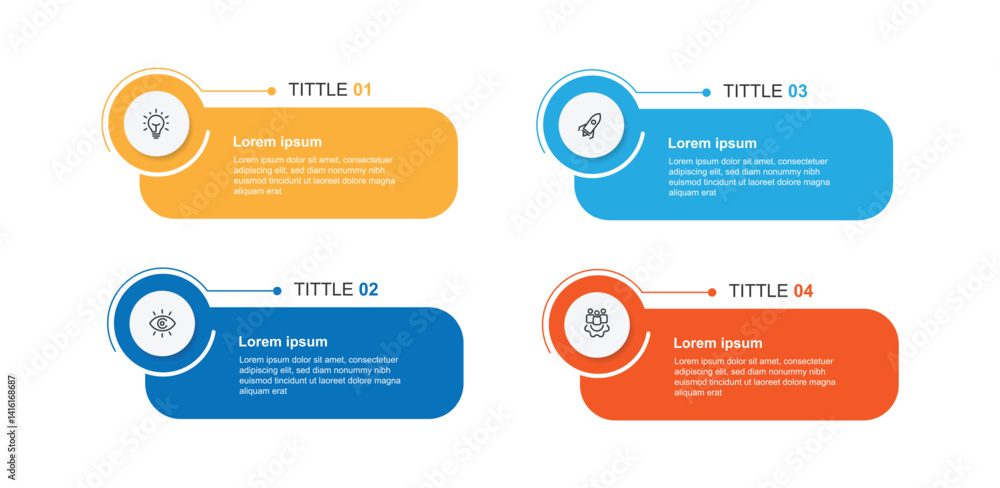 Aufkleber 4 step infographic template vector element. 