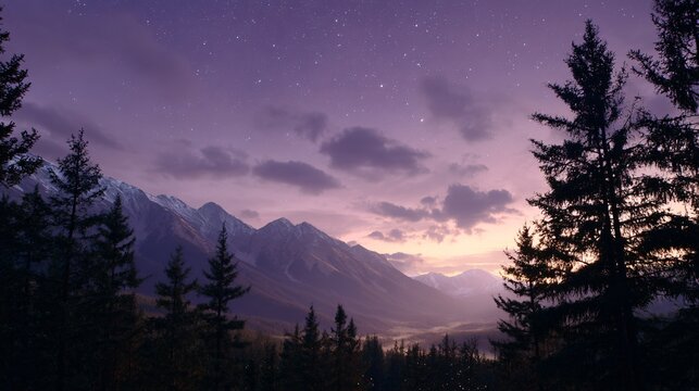 Majestic Mountain Sunrise Over Serene Forest Nature Landscape Photography Tranquil Environment Panoramic View