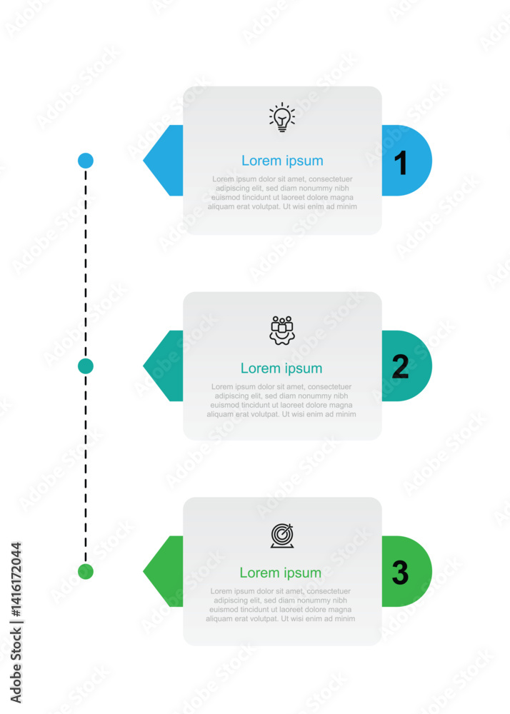 Aufkleber 3 step infographic template vector element. 3 slide process infographic with paper style. 