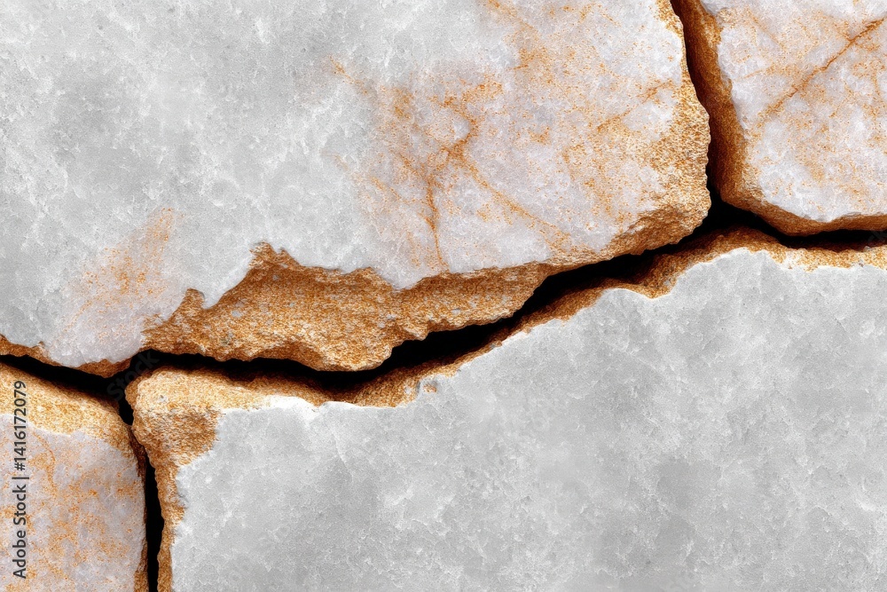 Aufkleber close up of cracked dry surface with rusty mineral lines visualizing geological tension fracture ero