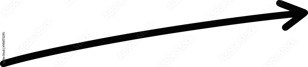 Poster hand drawn arrow pointing right. black arrow shape element