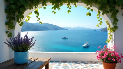 swimming pool in santorini © Anucha