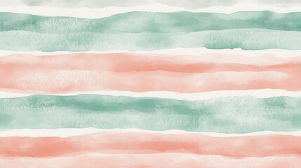 Watercolor Stripes: A captivating watercolor design featuring bold horizontal stripes in soothing hues of green and coral, creating a harmonious and artistic statement.