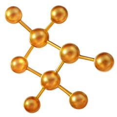 3D rendering a gold molecule. gold molecule png