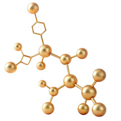 3D rendering a gold molecule. gold molecule png