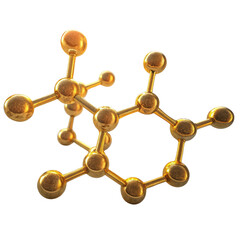 3D rendering a gold molecule. gold molecule png