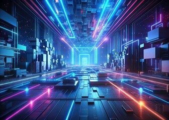 Futuristic Cyber Circuit Technology Background: Abstract Digital Network, AI, Data Stream, Electric, Glow, Sci-Fi
