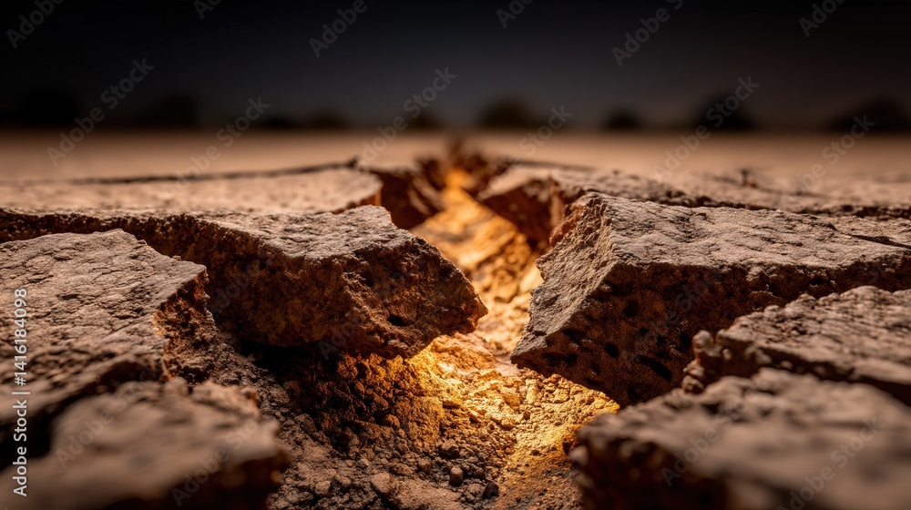 Poster unique close-up of a rock with a glowing fire inside symbolizing nature's power and the element of f