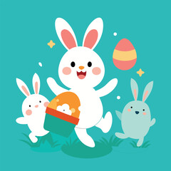 happy easter with cute bunnies.eps