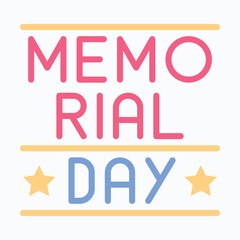 Memorial Day Typography Vector Icon. Flat Style Isolated Vector Icon. 