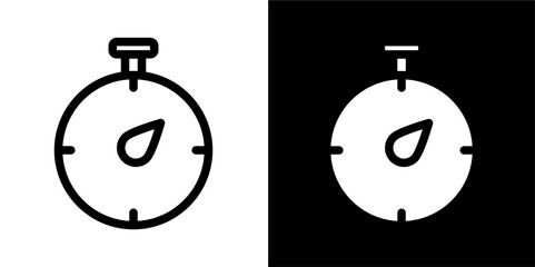 stop watch line and glyph icon, outline and glyph vector sign, linear and glyph style pictogram isolated on white and black. crossfit symbol, logo, icon, illustration