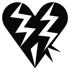 Heart Formed By Intersecting Zigzag Lightning Bolts