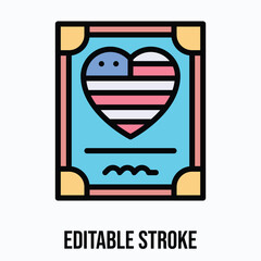 Honor Certificate, Memorial Day Vector Icon. Filled Style Isolated Vector Icon. Editable Stroke. 