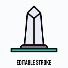 Washington Monument Landmark Vector Icon. Filled Style Isolated Vector Icon. Editable Stroke. 